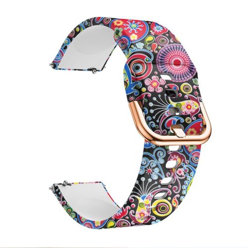 20mm Pattern Printing Silicone Watch Strap for Samsung Galaxy Watch Active, Pin Buckle Watch Wrist Band - Paisley Flower