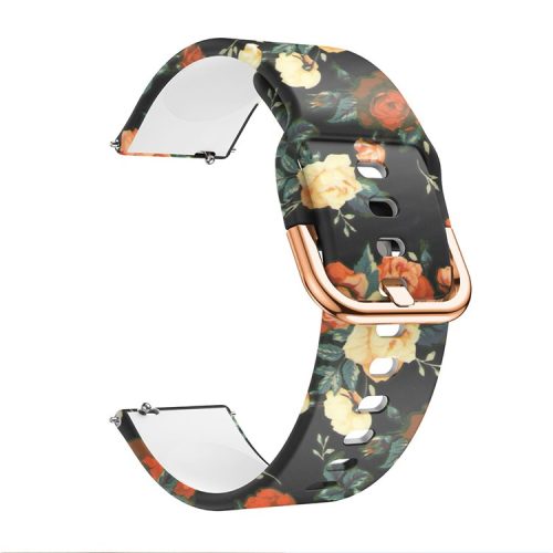 20mm Pattern Printing Silicone Watch Strap for Samsung Galaxy Watch Active, Pin Buckle Watch Wrist Band - Flowers Pattern