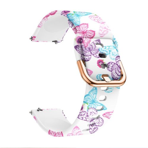 20mm Pattern Printing Silicone Watch Strap for Samsung Galaxy Watch Active, Pin Buckle Watch Wrist Band - Vivid Butterfly