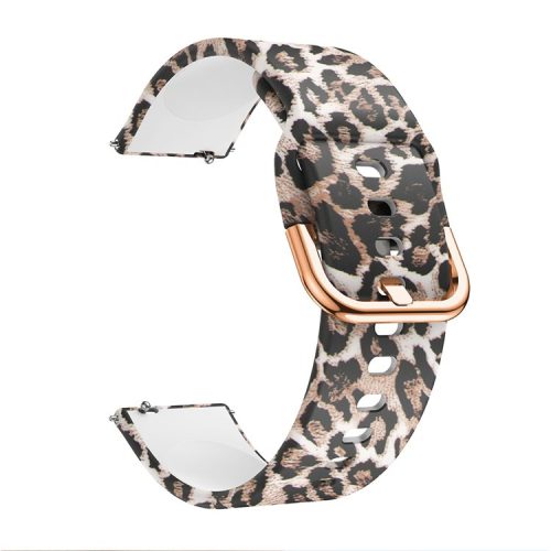 20mm Pattern Printing Silicone Watch Strap for Samsung Galaxy Watch Active, Pin Buckle Watch Wrist Band - Leopard Texture