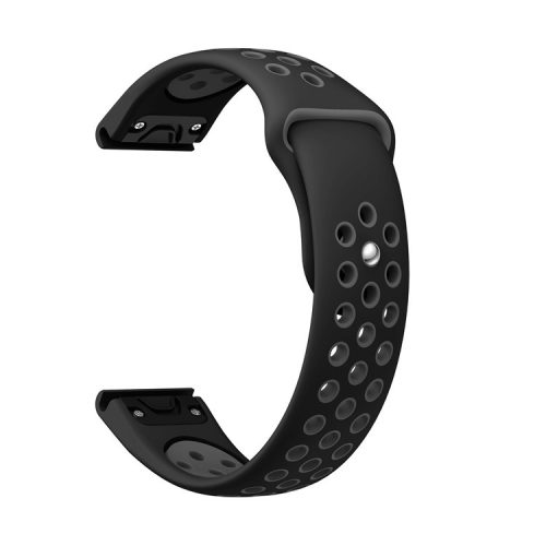 22mm Dual Color Quick Fix Silicone Smart Watch Band for Garmin Forerunner 935/Quatix 5/Fenix 5/Fenix 5 plus/Approach S60 - Black/Grey Hole