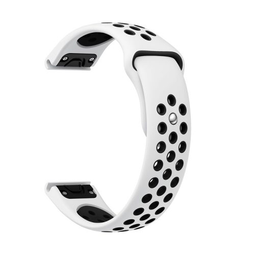 22mm Dual Color Quick Fix Silicone Smart Watch Band for Garmin Forerunner 935/Quatix 5/Fenix 5/Fenix 5 plus/Approach S60 - White/Black Hole