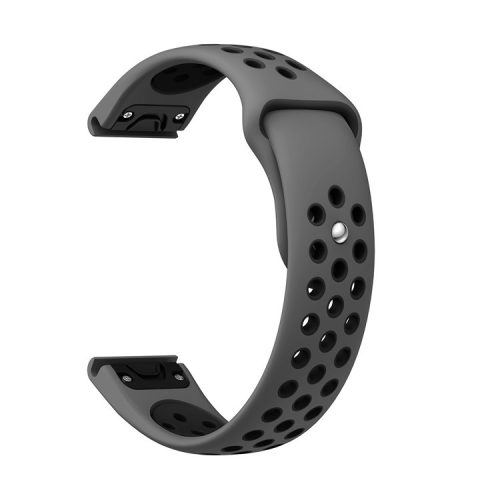 22mm Dual Color Quick Fix Silicone Smart Watch Band for Garmin Forerunner 935/Quatix 5/Fenix 5/Fenix 5 plus/Approach S60 - Grey/Black Hole