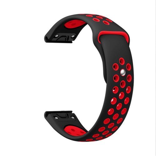 22mm Dual Color Quick Fix Silicone Smart Watch Band for Garmin Forerunner 935/Quatix 5/Fenix 5/Fenix 5 plus/Approach S60 - Black/Red Hole