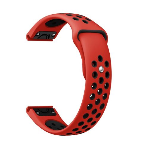 22mm Dual Color Quick Fix Silicone Smart Watch Band for Garmin Forerunner 935/Quatix 5/Fenix 5/Fenix 5 plus/Approach S60 - Red/Black Hole