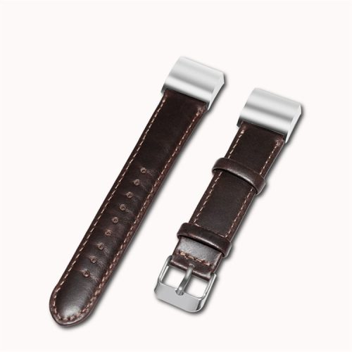 Crazy Horse Genuine Leather Smart Watch Bracelet Band for Fitbit Charge 2 - Coffee