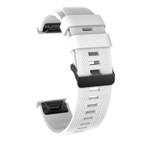 26mm Silicone Watch Band for Garmin Fenix 5X/5X Plus/Fenix 3/3 HR Adjustable Wrist Strap with Black Buckle - White