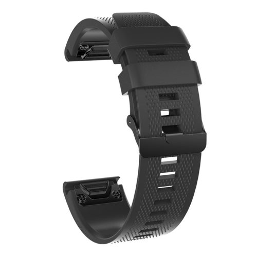 26mm Silicone Watch Band for Garmin Fenix 5X/5X Plus/Fenix 3/3 HR Adjustable Wrist Strap with Black Buckle - Black