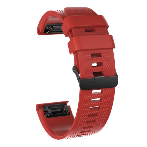 26mm Silicone Watch Band for Garmin Fenix 5X/5X Plus/Fenix 3/3 HR Adjustable Wrist Strap with Black Buckle - Red