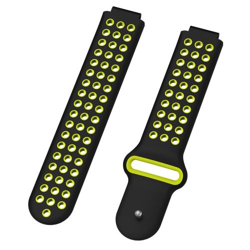 26mm Dual-colors Silicone Watch Strap Band for Garmin Forerunner 735XT/220/230/235/620/630 - Black/Fluorescent Green