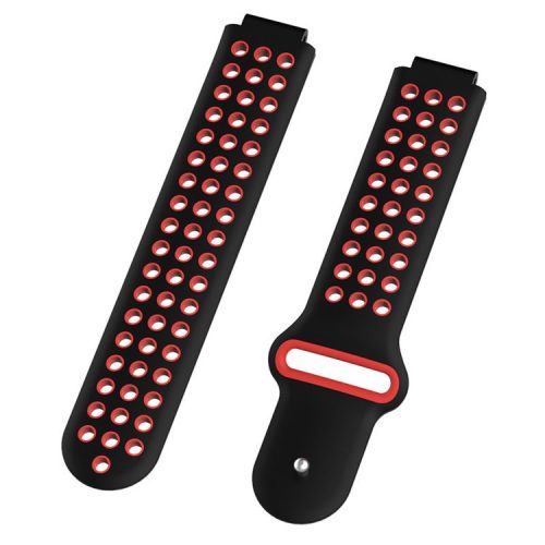 26mm Dual-colors Silicone Watch Strap Band for Garmin Forerunner 735XT/220/230/235/620/630 - Black/Red