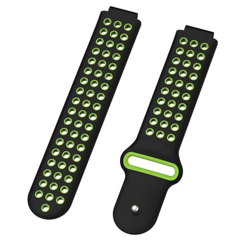 26mm Dual-colors Silicone Watch Strap Band for Garmin Forerunner 735XT/220/230/235/620/630 - Black/Green