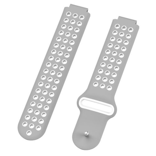 26mm Dual-colors Silicone Watch Strap Band for Garmin Forerunner 735XT/220/230/235/620/630 - Grey/White