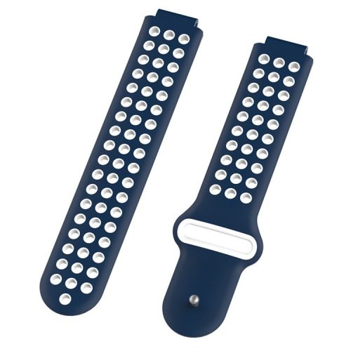 26mm Dual-colors Silicone Watch Strap Band for Garmin Forerunner 735XT/220/230/235/620/630 - Dark Blue/White