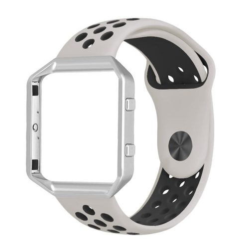 Dual Color Quick Fix Silicone Smart Watch Replacement Strap for Fitbit Blaze - White/Black Hole