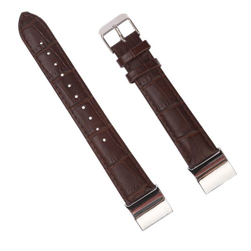 Crocodile Texture Genuine Leather Smart Watch Band for Fitbit Charge 2 - Brown