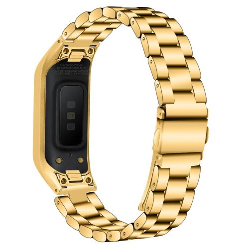 Stainless Steel Three Beads Wrist Watch Band with Frame for Samsung Galaxy Fit-e/SM-R375 - Gold