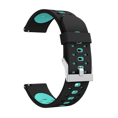 20mm Dual-colors Silicone Smart Watch Replacement Band for Samsung Galaxy Watch 42mm - Black/Cyan