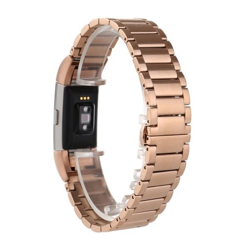 Three Beads Stainless Steel Watch Band Strap for Fitbit Charge 2 - Rose Gold