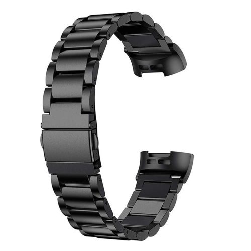 Three Beads Stainless Steel Watch Band Strap for Fitbit Charge 3 - Black