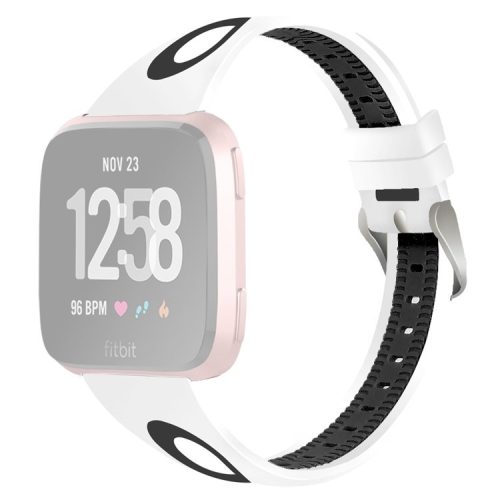 Two-tone Waterproof Silicone Smart Watch Strap Replacement for Fitbit Versa - White/Black