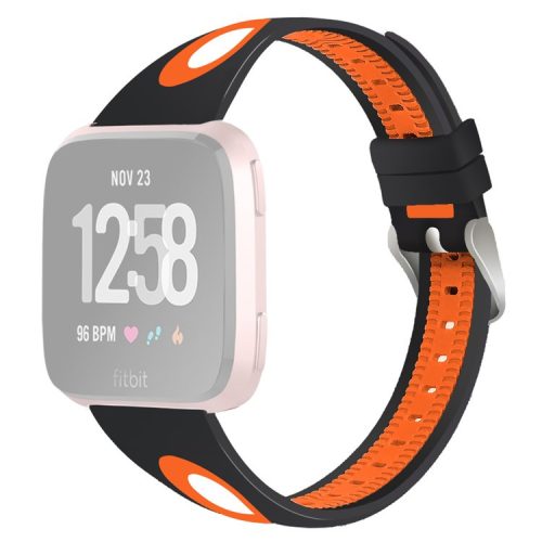 Two-tone Waterproof Silicone Smart Watch Strap Replacement for Fitbit Versa - Black/Orange