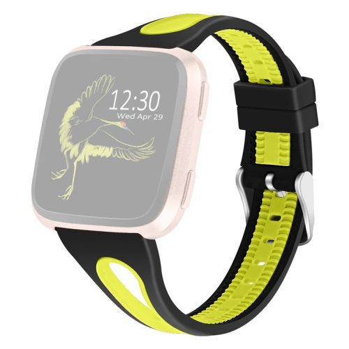 Two-tone Waterproof Silicone Smart Watch Strap Replacement for Fitbit Versa - Black/Yellow