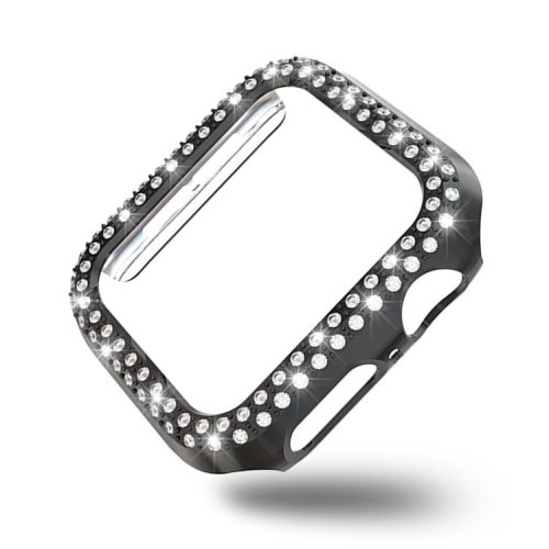 Dual-row Rhinestone Decor Smart Watch PC Case for Apple Watch Series 4 44mm - Black