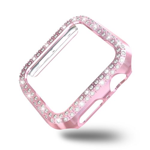 Dual-row Rhinestone Decor Smart Watch PC Case for Apple Watch Series 4 44mm - Rose