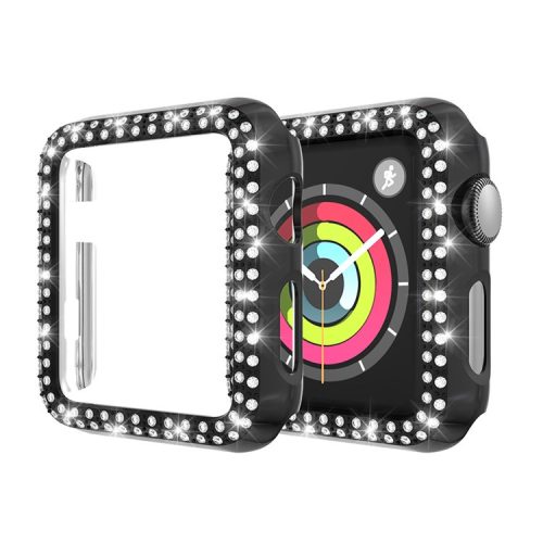 Dual-row Rhinestone Decor Smart Watch PC Cover for Apple Watch Series 3/2/1 42mm - Black