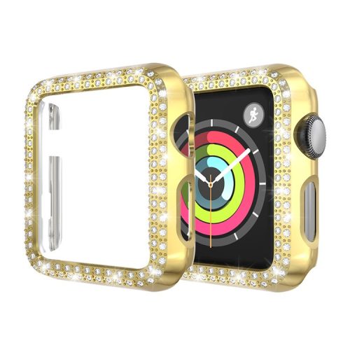 Dual-row Rhinestone Decor Smart Watch PC Cover for Apple Watch Series 3/2/1 42mm - Gold