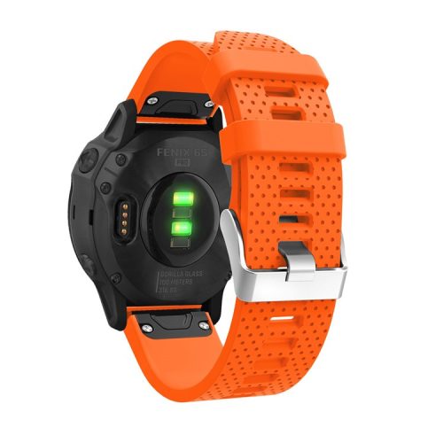 Stylish Silicone Sport Watch Band Strap Replacement with Silver Buckle for Garmin Fenix 7S/6S/6S Pro/5S/5S Plus/Instinct 2S - Orange