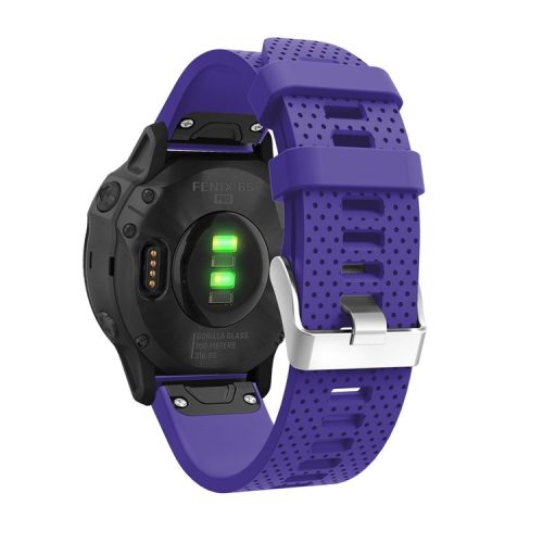 Stylish Silicone Sport Watch Band Strap Replacement with Silver Buckle for Garmin Fenix 7S/6S/6S Pro/5S/5S Plus/Instinct 2S - Purple