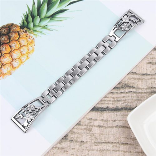 Rhinestone Decor Stainless Steel Watch Band Strap Replacement for Fitbit Versa / Versa Lite - Silver