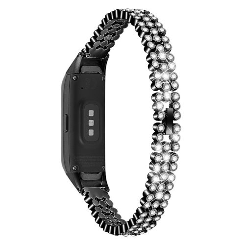 Rhinestone Decor Metal Watchband Replacement for Samsung Galaxy Fit SM-R370 - Black