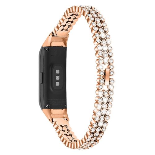 Rhinestone Decor Metal Watchband Replacement for Samsung Galaxy Fit SM-R370 - Gold