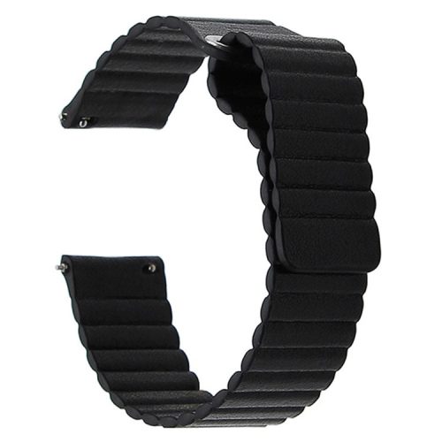 20mm Magnetic Loop PU Leather Watch Band for Samsung Gear Sport/Samsung Galaxy Watch Active2 40mm 44mm - Black