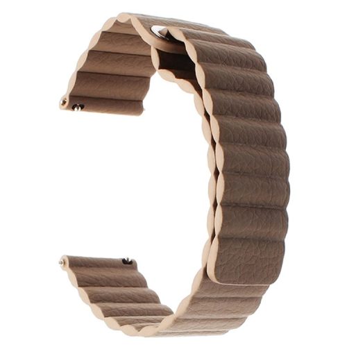 20mm Magnetic Loop PU Leather Watch Band for Samsung Gear Sport/Samsung Galaxy Watch Active2 40mm 44mm - Brown