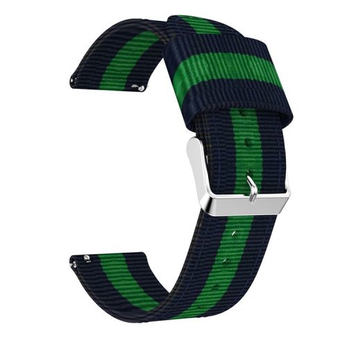 20MM Vertical Nylon Canvas Watch Band for Samsung Galaxy Watch4 Classic 46mm 42mm/Watch4 44mm 40mm/Amazfit GTS - Blue/Green