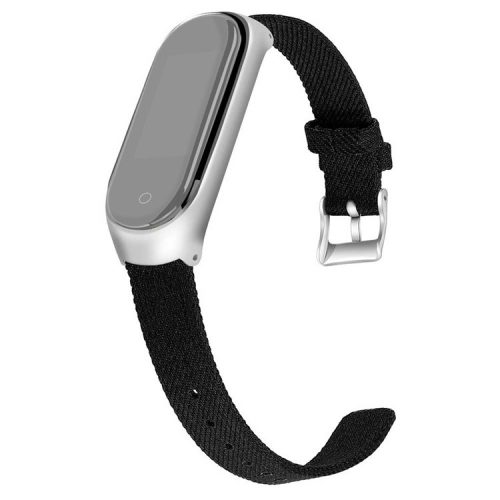 Canvas Watch Band Wrist Strap for Xiaomi Mi Band 4/3 - Black