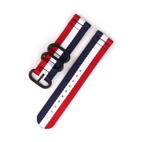 22mm Buckle Closure Nylon Watch Strap for Samsung Galaxy Watch 46mm/Huawei Watch GT 46mm - Red / White / Blue