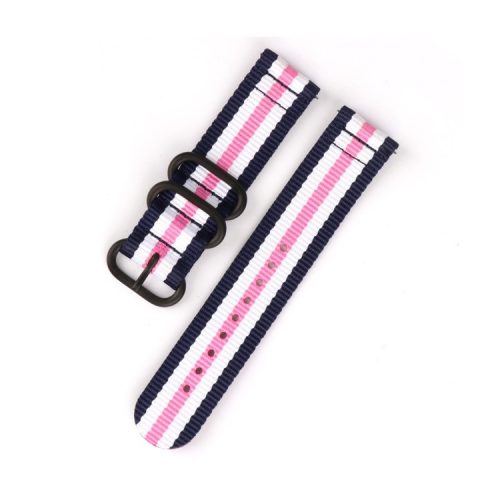 22mm Buckle Closure Nylon Watch Strap for Samsung Galaxy Watch 46mm/Huawei Watch GT 46mm - Blue / White / Pink