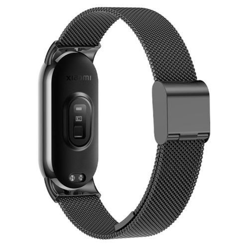 For Xiaomi Mi Band 9 NFC / Mi Band 9 / Smart Band 8 NFC / Smart Band 8 Milanese Smartwatch Strap Metal Fine Mesh Wrist Band with Buckle - Black