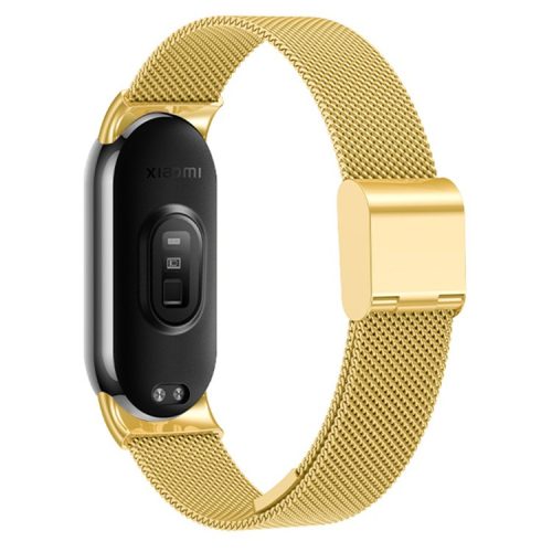 For Xiaomi Mi Band 9 NFC / Mi Band 9 / Smart Band 8 NFC / Smart Band 8 Milanese Smartwatch Strap Metal Fine Mesh Wrist Band with Buckle - Gold