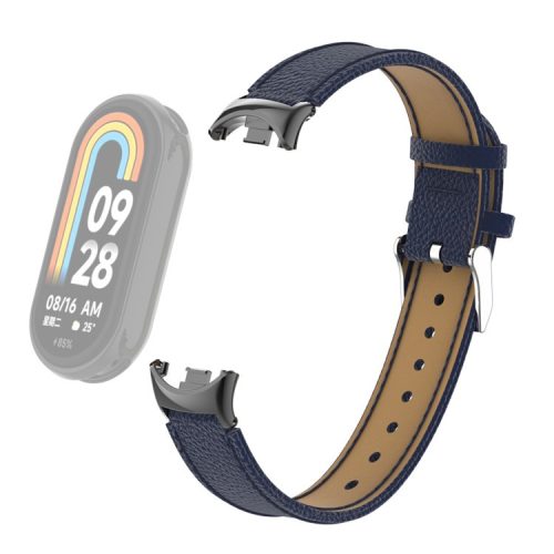 For Xiaomi Mi Band 9 NFC / Mi Band 9 / Smart Band 8 NFC / Smart Band 8 Genuine Cow Leather Watch Band Watch Strap with Connector - Blue