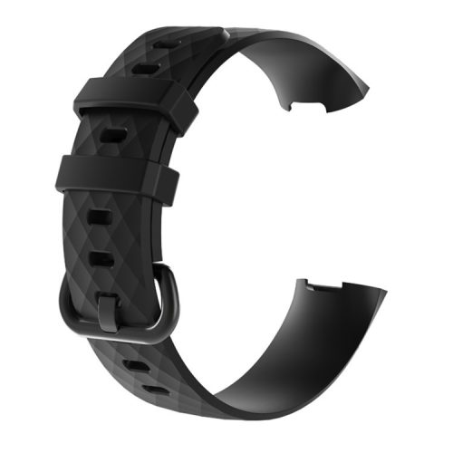 Geometric Pattern Soft Silicone Watchband Wrist Strap for Fitbit Charge 4 / 3 - Black