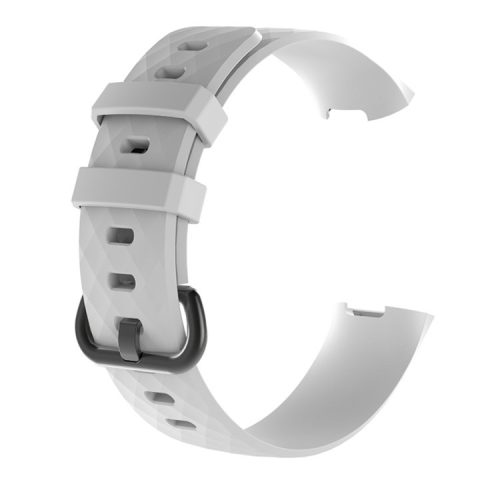 Geometric Pattern Silicone Watchband Wrist Strap for Fitbit Charge 4 / 3 - White