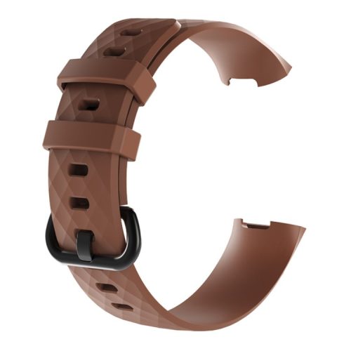 Geometric Pattern Soft Silicone Watch Band Wrist Strap for Fitbit Charge 4 / 3 - Coffee