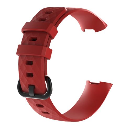 Geometric Pattern Soft Silicone Watchband Strap Replacement for Fitbit Charge 4 / 3 - Red