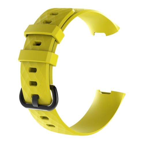 Geometric Pattern Soft Silicone Watch Band for Fitbit Charge 4 / 3 - Yellow